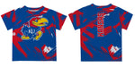 Kansas Jayhawks Vive La Fete Boys Game Day Blue Short Sleeve Tee Paint Brush - Vive La Fête - Online Apparel Store