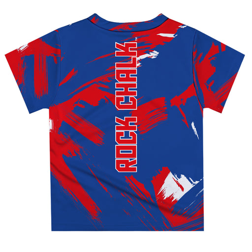 Kansas Jayhawks Vive La Fete Boys Game Day Blue Short Sleeve Tee Paint Brush V2 - Vive La Fête - Online Apparel Store