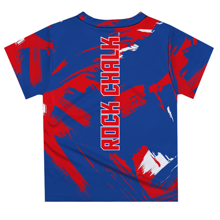 Kansas Jayhawks Vive La Fete Boys Game Day Blue Short Sleeve Tee Paint Brush V2 - Vive La Fête - Online Apparel Store
