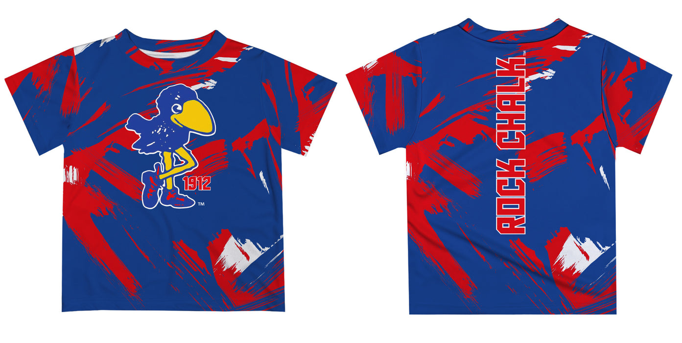 Kansas Jayhawks Vive La Fete Boys Game Day Blue Short Sleeve Tee Paint Brush V2 - Vive La Fête - Online Apparel Store
