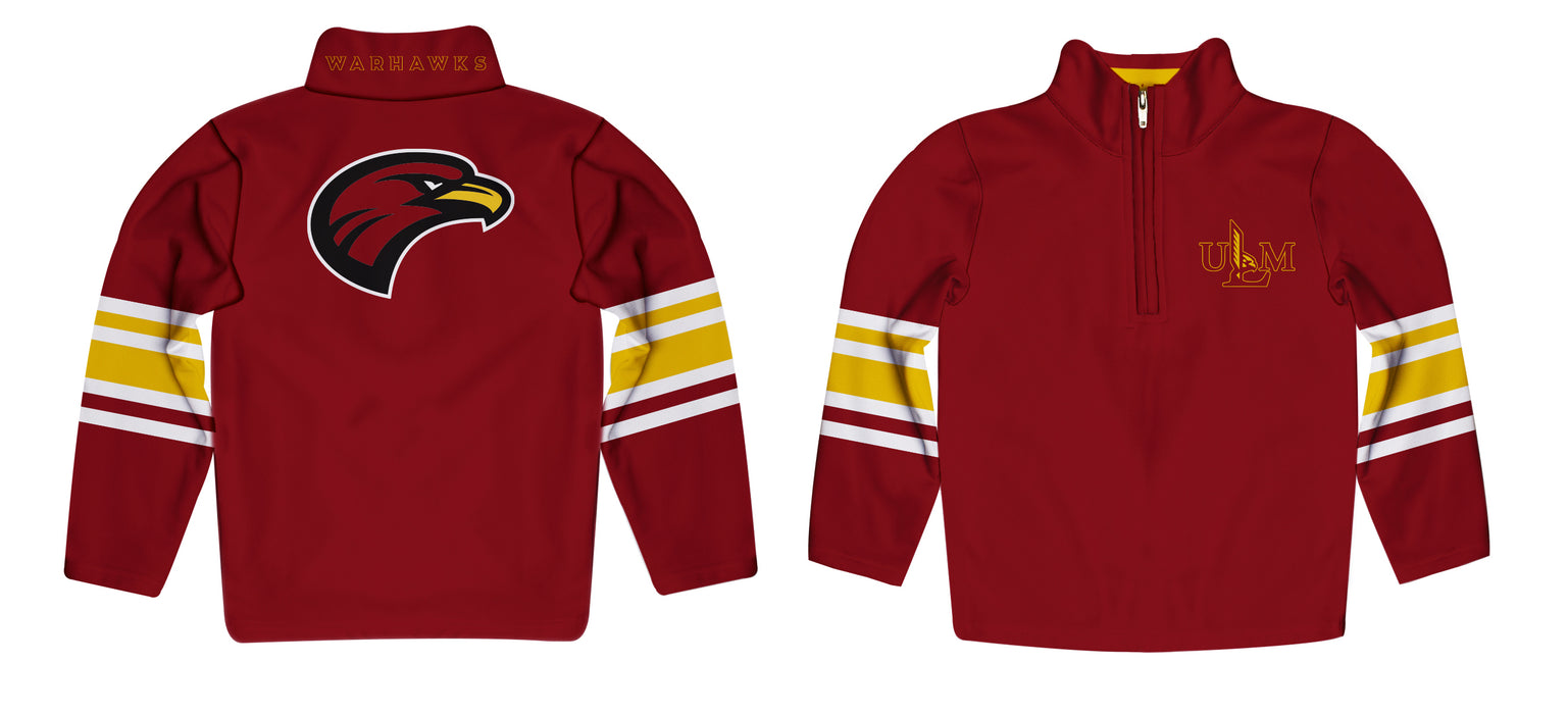 Louisiana Monroe Warhawks ULM Vive La Fete Game Day Maroon Quarter Zip Pullover Stripes on Sleeves - Vive La Fête - Online Apparel Store