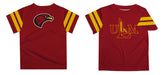 Louisiana Monroe Warhawks ULM Vive La Fete Boys Game Day Maroon Short Sleeve Tee with Stripes on Sleeves - Vive La Fête - Online Apparel Store