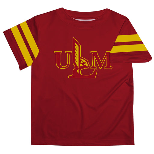 Louisiana Monroe Warhawks ULM Vive La Fete Boys Game Day Maroon Short Sleeve Tee with Stripes on Sleeves - Vive La Fête - Online Apparel Store