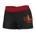 Louisiana Monroe Warhawks ULM Logo on Thigh & Waistband Black & Maroon Women Yoga Booty Workout Shorts 3.75 Inseam"