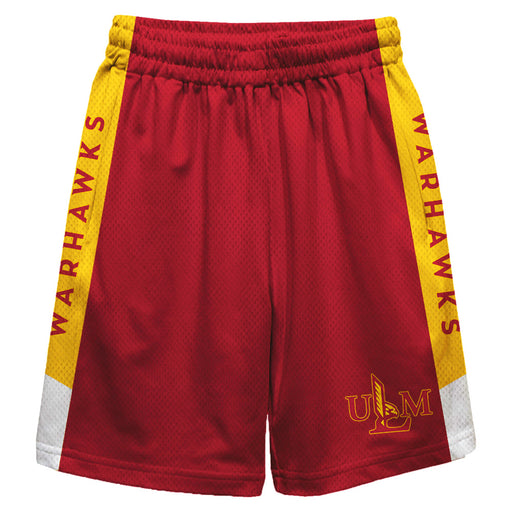 Louisiana Monroe Warhawks ULM Vive La Fete Game Day Maroon Stripes Boys Solid Gold Athletic Mesh Short
