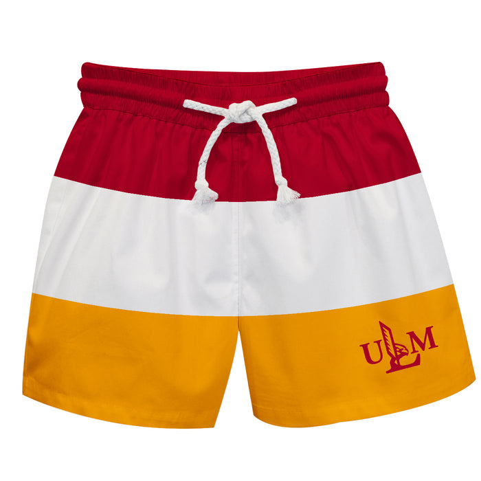 Louisiana Monroe Warhawks ULM Vive La Fete Maroon White Gold Stripes Swimtrunks V1
