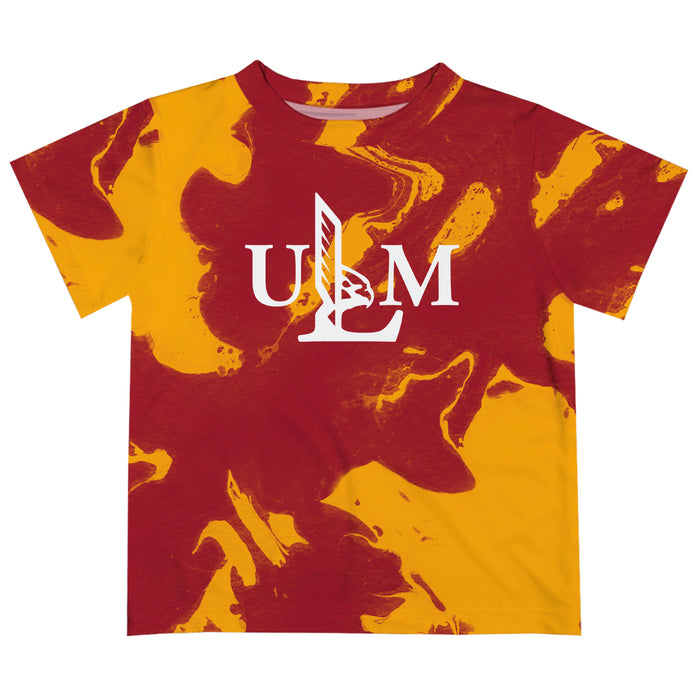 University of Louisiana Monroe Warhawks ULM Vive La Fete Marble Boys Game Day Maroon Short Sleeve Tee