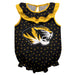 Mizzou Tigers Swirls Black Sleeveless Ruffle Onesie Logo Bodysuit
