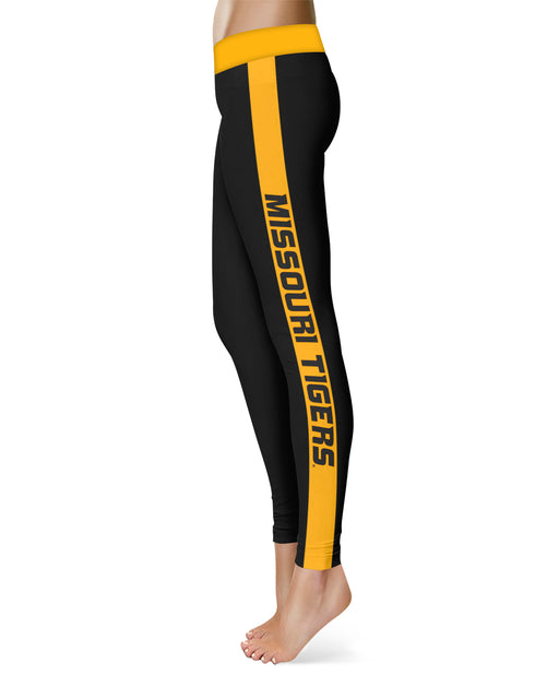 Missouri Tigers MU Vive La Fete Game Day Collegiate Gold Stripes Women Black Yoga Leggings 2 Waist Tights" - Vive La Fête - Online Apparel Store