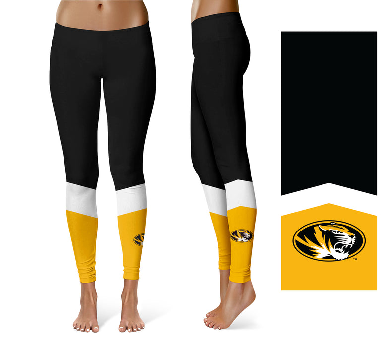 Missouri Tigers MU Vive La Fete Game Day Collegiate Ankle Color Block Women's Black Gold Yoga Leggings - Vive La Fête - Online Apparel Store
