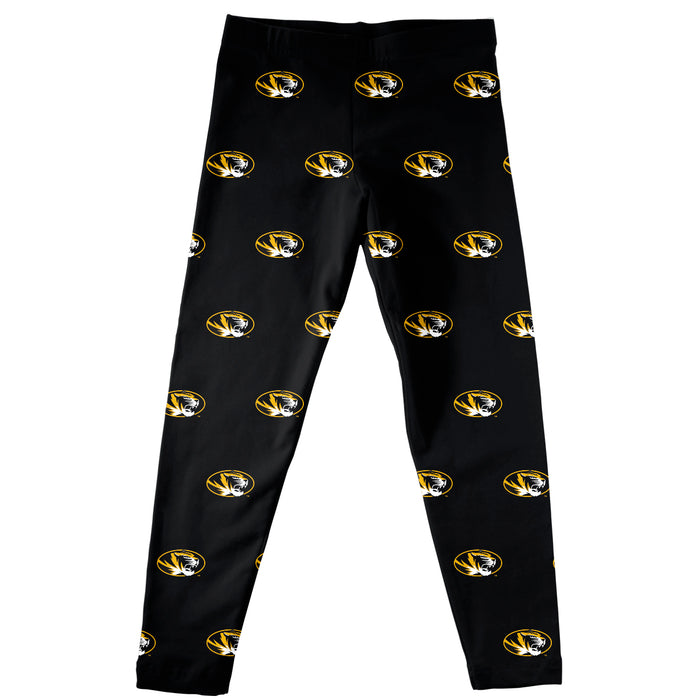Missouri Tigers MU Vive La Fete Girls Game Day All Over Logo Elastic Waist Classic Play Black Leggings Tights - Vive La Fête - Online Apparel Store