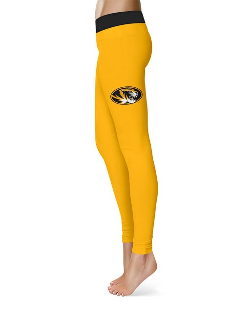 Missouri Tigers MU Vive La Fete Game Day Collegiate Logo on Thigh Gold Women Yoga Leggings 2.5 Waist Tights" - Vive La Fête - Online Apparel Store