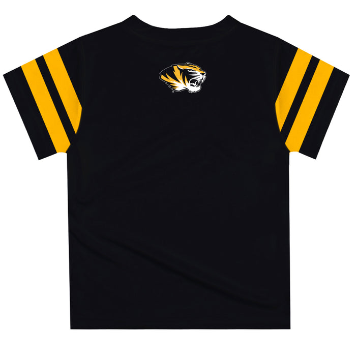 Missouri Tigers MU Vive La Fete Boys Game Day Black Short Sleeve Tee with Stripes on Sleeves - Vive La Fête - Online Apparel Store