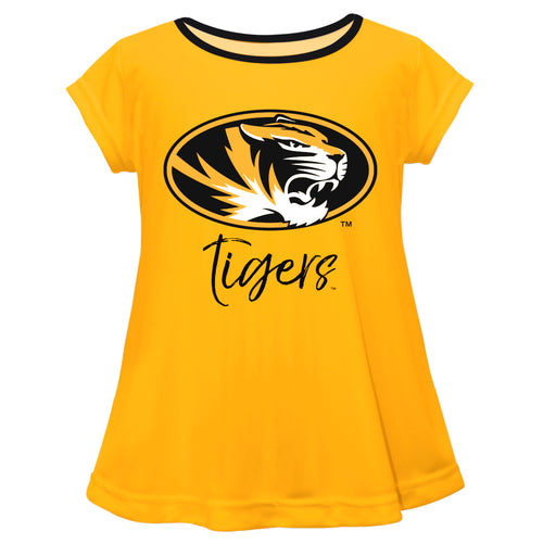 Missouri Tigers MU Vive La Fete Girls Game Day Short Sleeve Gold Top with School Mascot and Name - Vive La Fête - Online Apparel Store