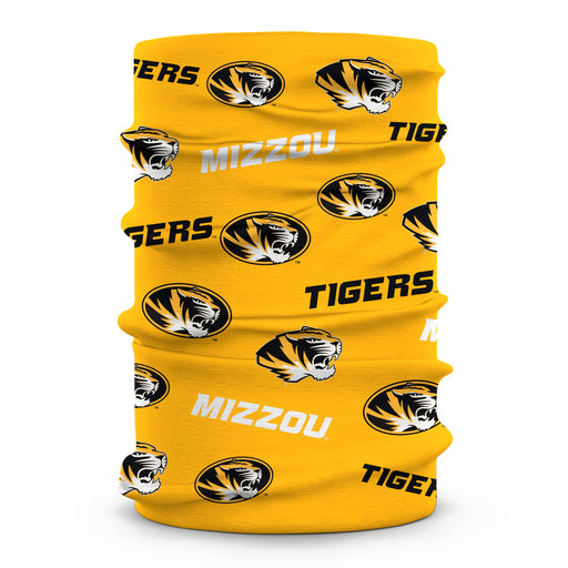 Missouri Tigers MU Vive La Fete All Over Logo Game Day Collegiate Face Cover Soft 4Way Stretch Neck Gaiter - Vive La Fête - Online Apparel Store