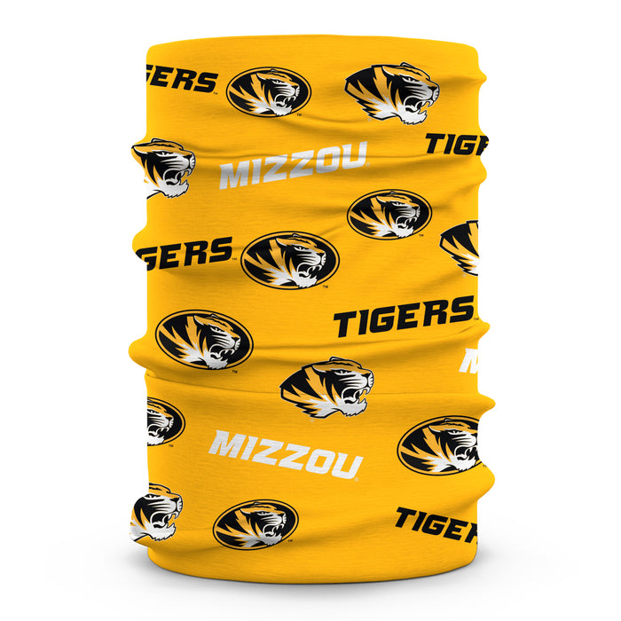 Missouri Tigers MU Vive La Fete All Over Logo Game Day Collegiate Face Cover Soft 4Way Stretch Neck Gaiter - Vive La Fête - Online Apparel Store