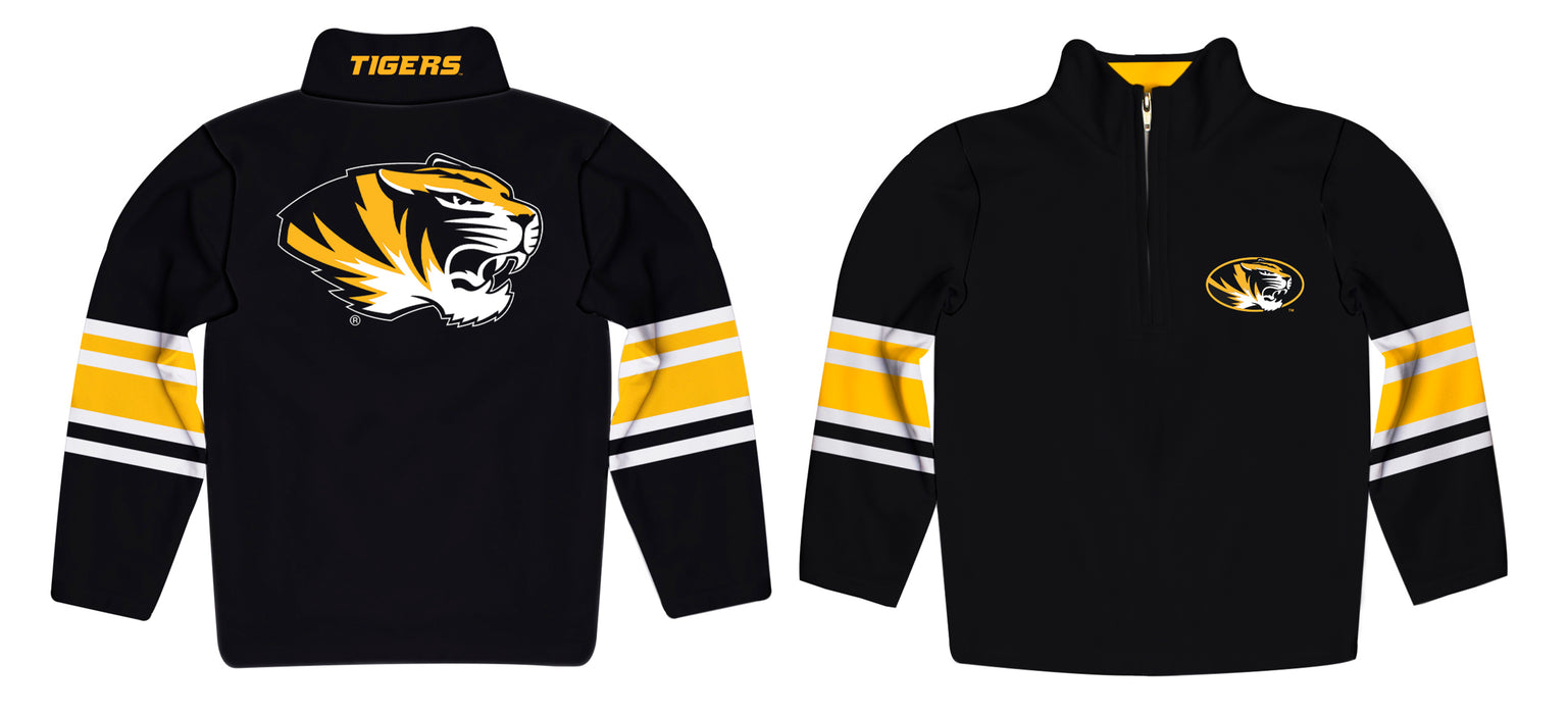 Missouri Tigers MU Vive La Fete Game Day Black Quarter Zip Pullover Stripes on Sleeves - Vive La Fête - Online Apparel Store