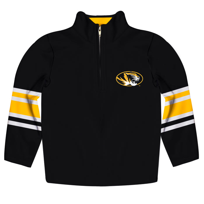 Missouri Tigers MU Vive La Fete Game Day Black Quarter Zip Pullover Stripes on Sleeves - Vive La Fête - Online Apparel Store