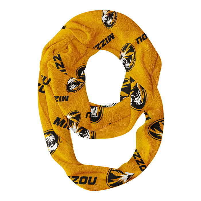 Missouri Tigers MU Vive La Fete Repeat Logo Game Day Collegiate Women Light Weight Ultra Soft Infinity Scarf