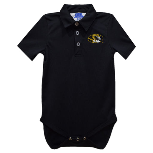 Missouri Tigers MU Embroidered Black Solid Knit Polo Onesie