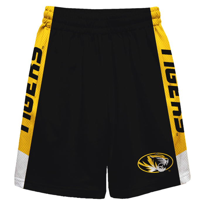 Missouri Tigers MU Vive La Fete Game Day Black Stripes Boys Solid Gold Athletic Mesh Short