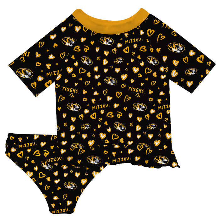 Missouri Tigers MU Vive La Fete All Over Logo Black Long Sleeve Bikini Set