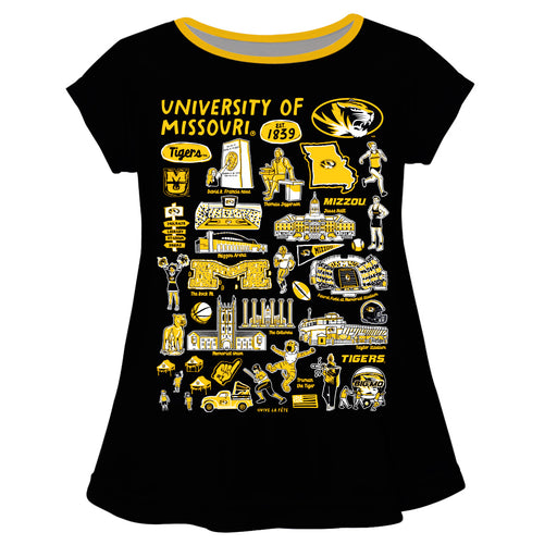 Missouri Tigers MU Hand Sketched Vive La Fete Impressions Artwork Black Short Sleeve Top