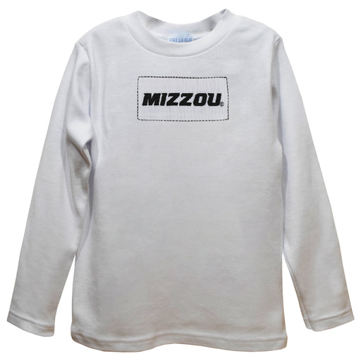 Missouri Tigers MU Smocked White Knit Boys Long Sleeve Tee Shirt