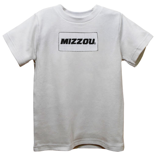 Mizzou Tigers Smocked White Knit Short Sleeve Boys Tee Shirt