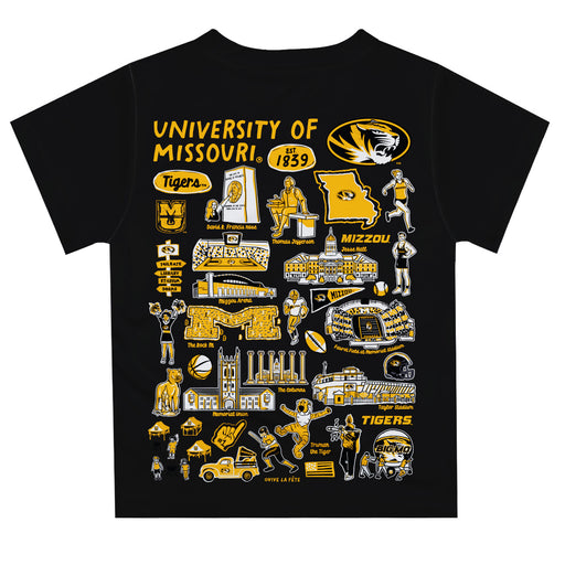 Missouri Tigers MU Hand Sketched Vive La Fete Impressions Artwork Boys Black Short Sleeve Tee Shirt - Vive La Fête - Online Apparel Store