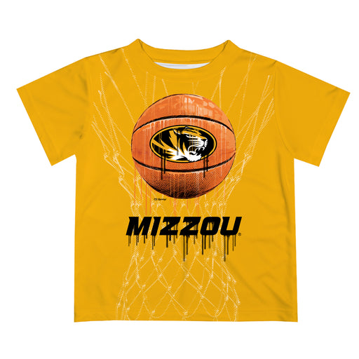 Missouri Tigers MU Original Dripping Basketball Gold T-Shirt by Vive La Fete