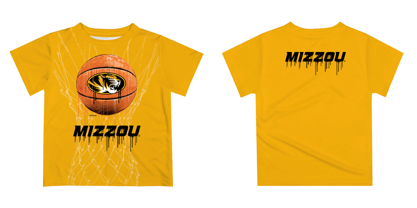 Missouri Tigers MU Original Dripping Basketball Gold T-Shirt by Vive La Fete - Vive La Fête - Online Apparel Store