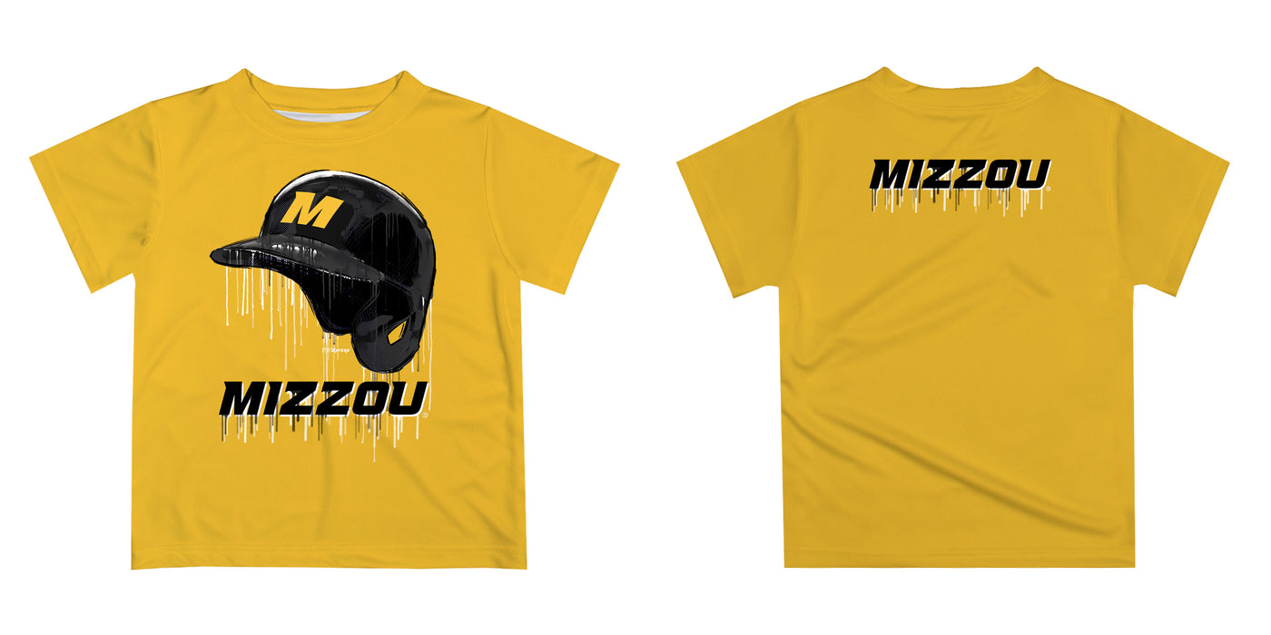 Missouri Tigers MU Original Dripping Baseball Helmet Gold T-Shirt by Vive La Fete - Vive La Fête - Online Apparel Store