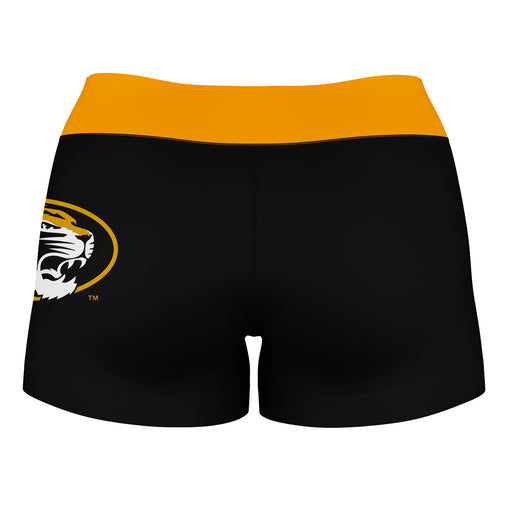 Missouri Tigers Vive La Fete Logo on Thigh & Waistband Black Gold Women Yoga Booty Workout Shorts 3.75 Inseam" - Vive La Fête - Online Apparel Store