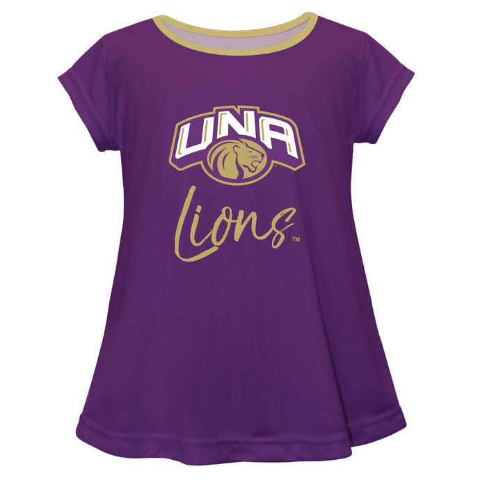 North Alabama Lions Vive La Fete Girls Game Day Short Sleeve Purple Top with School Logo and Name - Vive La Fête - Online Apparel Store
