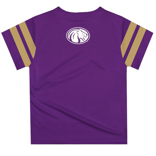 North Alabama Lions Vive La Fete Boys Game Day Purple Short Sleeve Tee with Stripes on Sleeves - Vive La Fête - Online Apparel Store