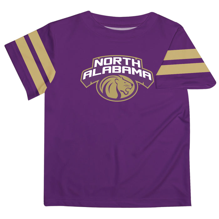 North Alabama Lions Vive La Fete Boys Game Day Purple Short Sleeve Tee with Stripes on Sleeves - Vive La Fête - Online Apparel Store