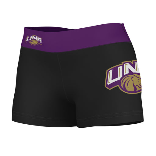 North Alabama Lions Vive La Fete Logo on Thigh and Waistband Black & Purple Women Yoga Booty Workout Shorts 3.75 Inseam"