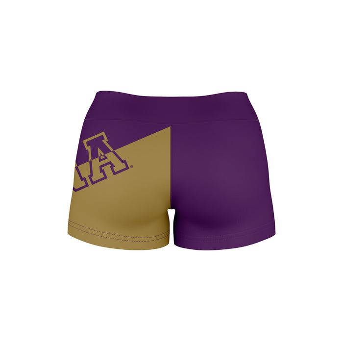 North Alabama Lions Vive La Fete Game Day Collegiate Leg Color Block Women Purple Gold Optimum Yoga Short - Vive La Fête - Online Apparel Store