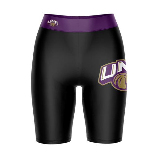 North Alabama Lions Vive La Fete Game Day Logo on Thigh and Waistband Black and Purple Women Bike Short 9 Inseam"
