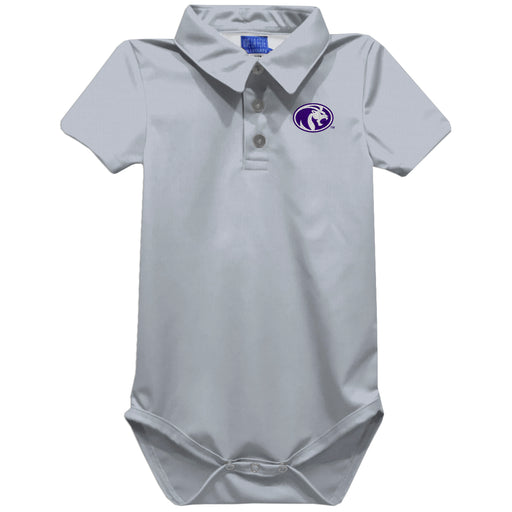 North Alabama Lions Embroidered Gray Solid Knit Polo Onesie