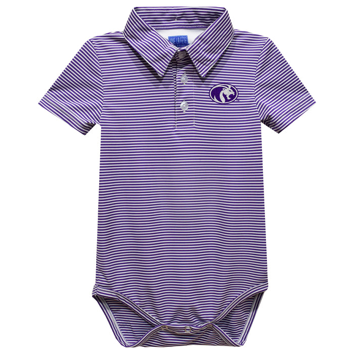 North Alabama Lions Embroidered Purple Stripes Stripe Knit Polo Onesie