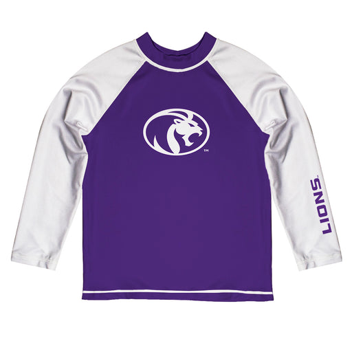 North Alabama Lions Vive La Fete Logo Purple White Long Sleeve Raglan Rashguard