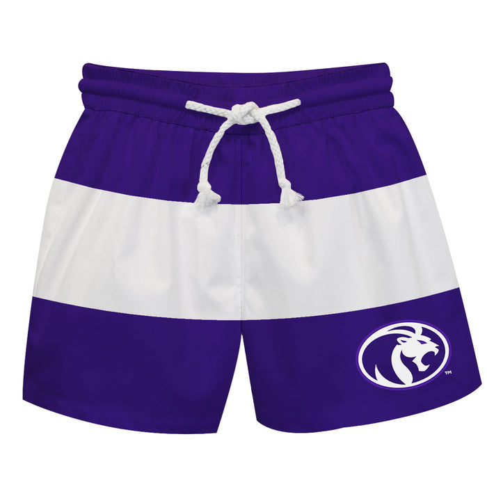 North Alabama Lions Vive La Fete Purple White Stripes Swimtrunks V2