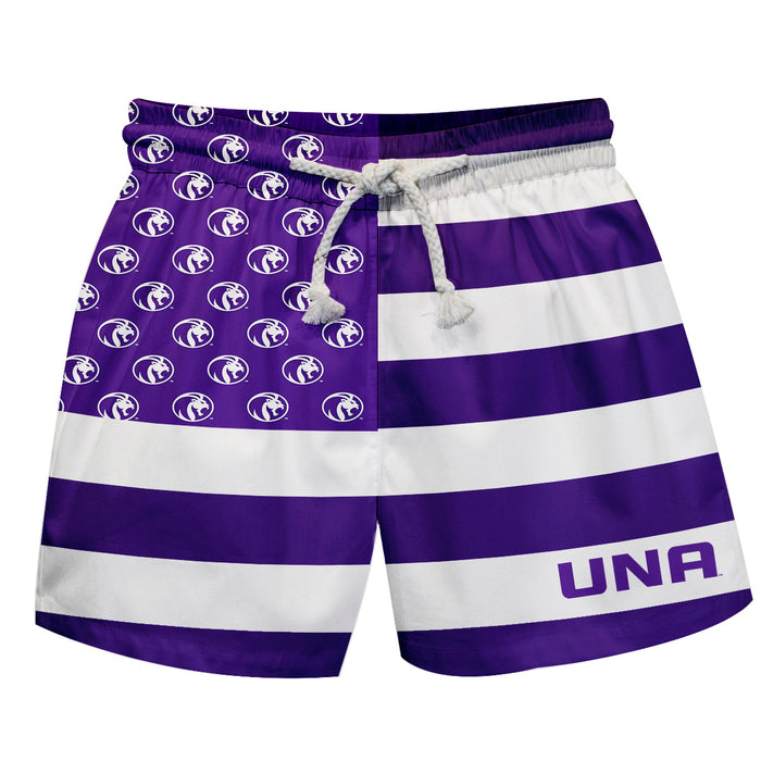 North Alabama Lions Vive La Fete Game Day Purple White Flag Swimtrunks V1