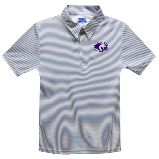 North Alabama Lions Embroidered Gray Stripes Short Sleeve Polo Box Shirt
