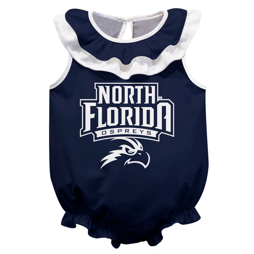 North Florida Ospreys Blue Sleeveless Ruffle Onesie Logo Bodysuit by Vive La Fete