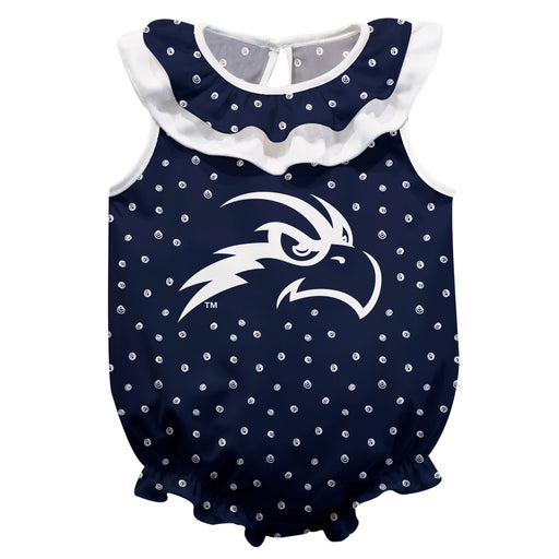 UNF Ospreys Swirls Navy Sleeveless Ruffle Onesie Logo Bodysuit