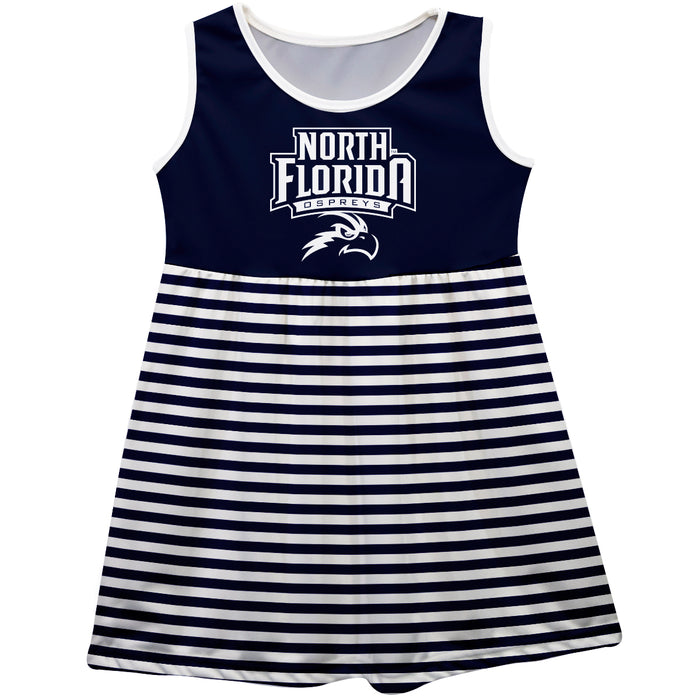 North Florida Ospreys Vive La Fete Girls Game Day Sleeveless Tank Dress Solid Blue Logo Stripes on Skirt - Vive La Fête - Online Apparel Store