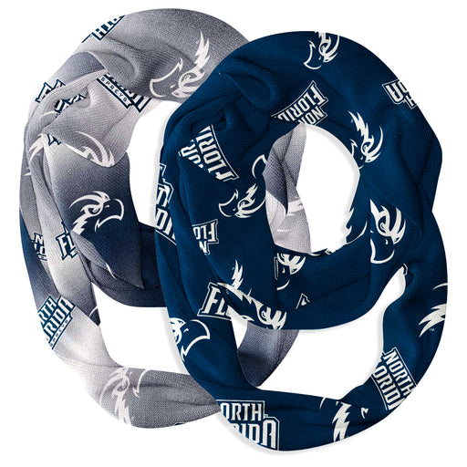 North Florida Ospreys Vive La Fete All Over Logo Collegiate Women Set of 2 Light Weight Ultra Soft Infinity Scarfs
